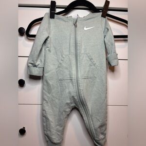 Nike Soft Gray/Green Zip-Up Hoodie Onsie
